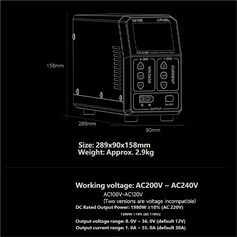 SKYRC PSU2000 1980W Verstelbar - Drone Rc recensie en prijs