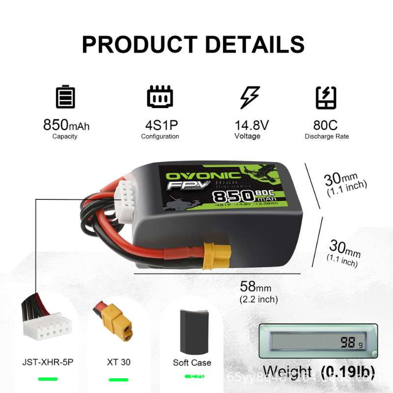 OVONIC 4S 14.8V 850mAh 80C LiP - Drone Zll Rc recensie en prijs